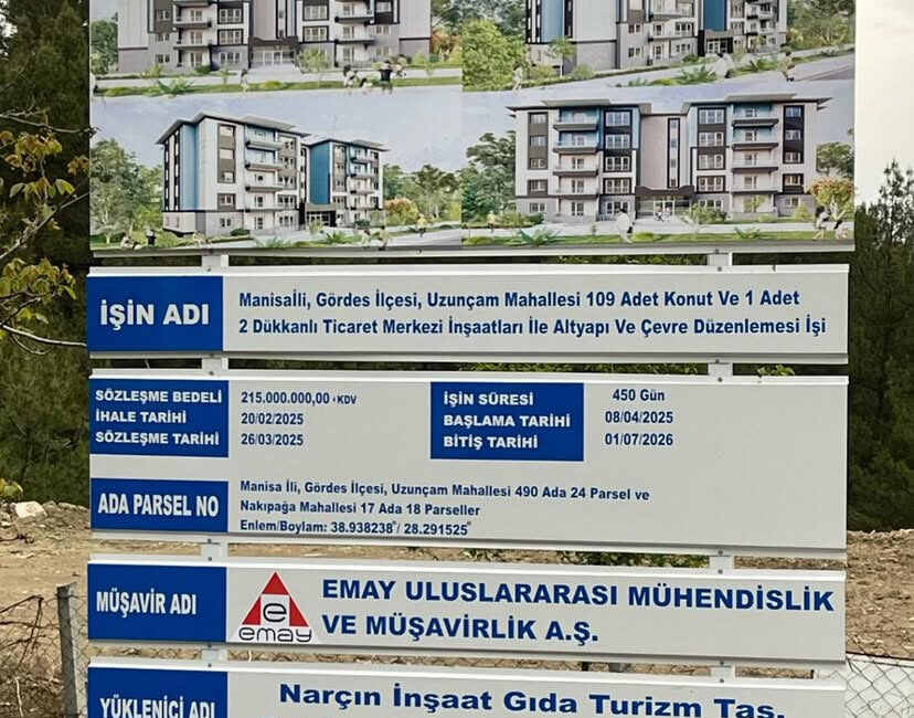 TOKİ, Manisa Gördes Uzunçam Mahallesi'nde 109 konutluk yeni bir proje
